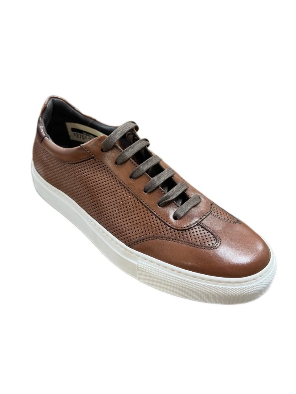 Johnston & Murphy Jake Sneakers, Brown Perforated Leather, Sz 10.5